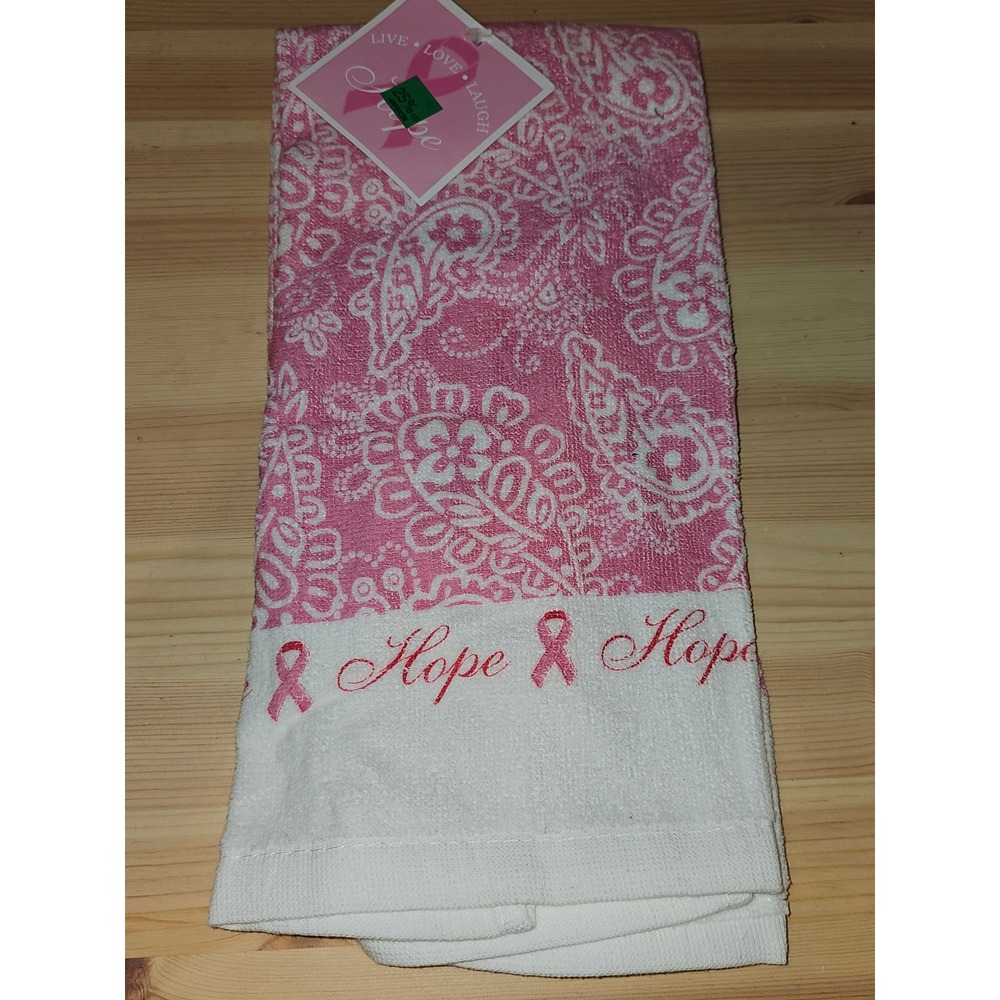 NWT Kay Dee Designs Pink Hope Paisley Breast Cancer Awareness Kitchen Hand Towel